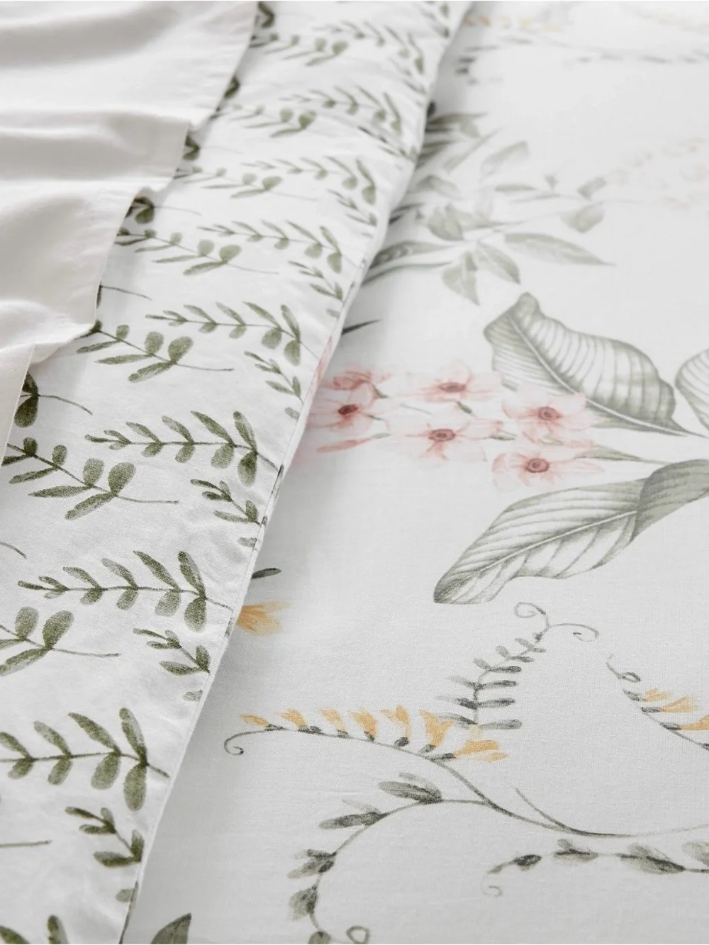 Levtex Floral Duvet Cover in White, Pink, and Green